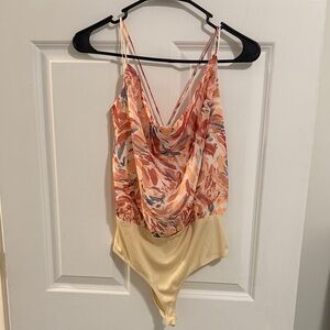 Sage Abstract Peach and Beige Bodysuit